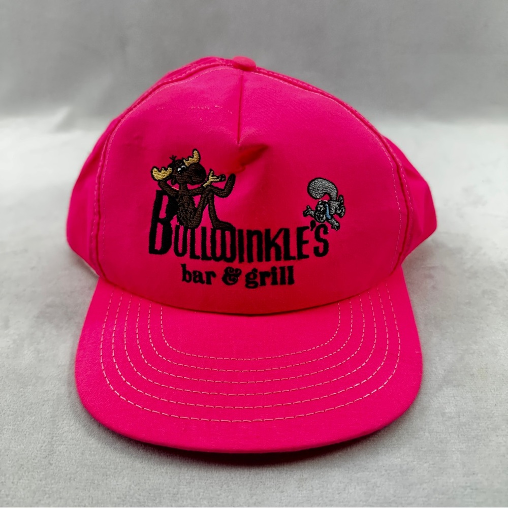 Bullwinkle’s Bar & Grill Hat Embroidered Hot Pink Trucker Neon Retro Travel